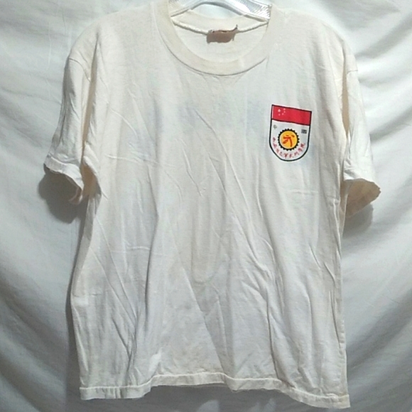 SALE! Vintage Golden Anchor Shirt W Chinese Print Front & Back - Picture 1 of 7